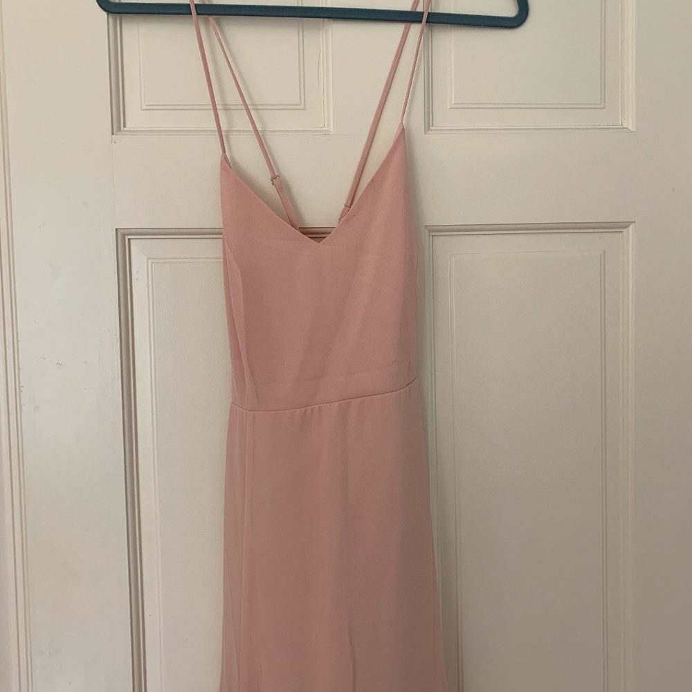 Lulu's Love Blush Lace-Up Maxi Dress